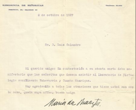 Carta de Maríia de Maeztu