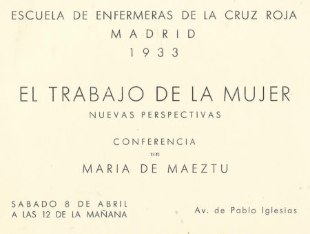 Anuncio de conferencia de María de Maeztu