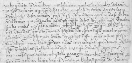 Fragmento de carta de Fernando de Magallanes al Rey sobre gastos de la Armada, 1518 (Archivp General de Indias, Patronato, 34,R.2-1.