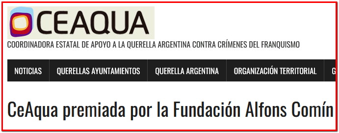 Premiada la Coordinadora Estatal de Apoyo a la Querella Argentina